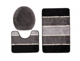 Sada koupelnových koberečků MULTI C5019A černý, šedý list