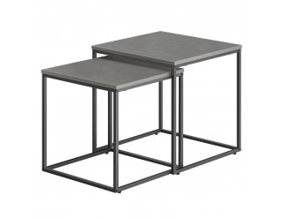 Set dvoch štvorcových konferenčných stolíkov - betón (čierne nohy)