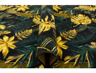 Metrážový koberec Monstera zlatý / zelený
