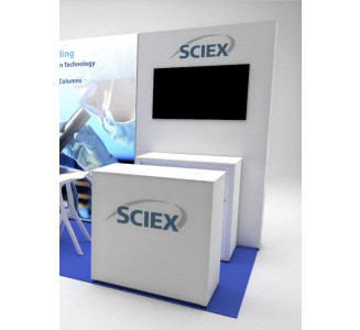SCIEX - Stand 5x2m v2, counters, vitrine - T3works®
