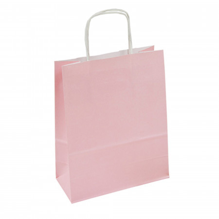 Papierová EKO taška 180x80x225mm krútené ucho ružová pastel100 ks