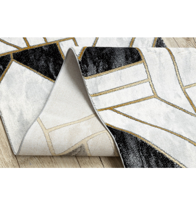 Behúň EMERALD exkluzívny 1015 glamour,marmur, geometrický čierny/zlatý