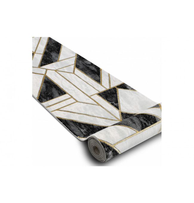 Behúň EMERALD exkluzívny 1015 glamour,marmur, geometrický čierny/zlatý - Výprodej