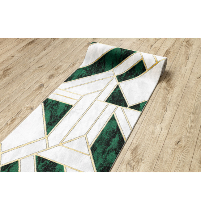 Behúň EMERALD exkluzívny 1015 glamour, marmur, geometrický zelený/zlatý - výpredaj