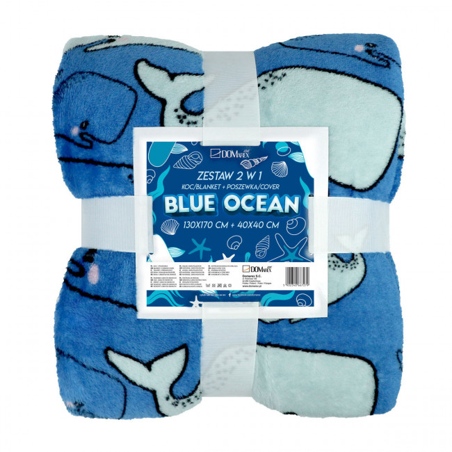 Deka BLUE OCEAN + povlak na polštář modrá