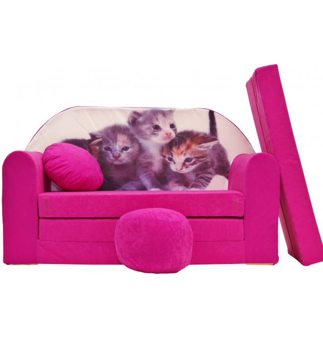 Detská pohovka ružová mačky