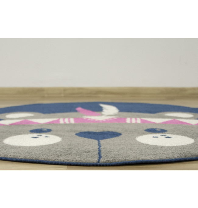 Dětský koberec EMILY KIDS 5857A Medvídek indián, tmavě šedý / granátový / hnědý