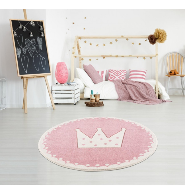 Dětský koberec Happy Rugs CROWN růžový / bílý