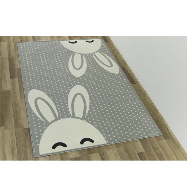 Detský koberec Kids 533926/89944 zajačiky, sivý