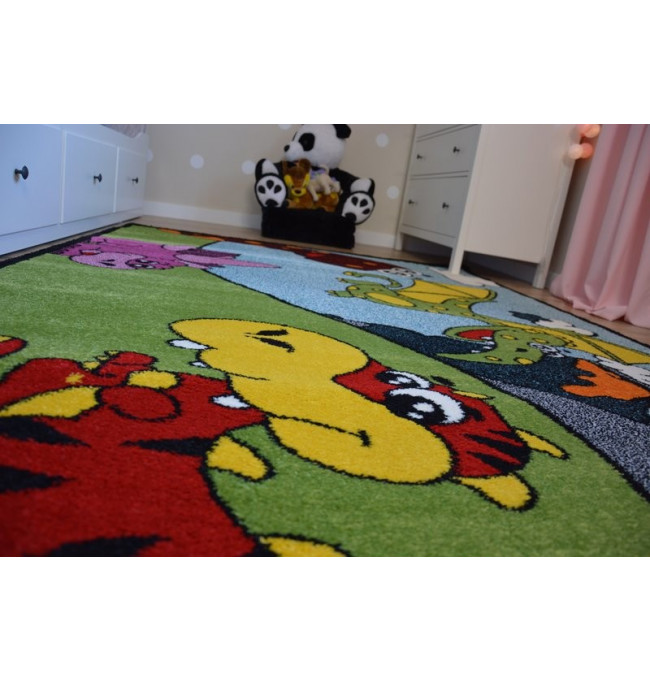 Detský koberec Kids Dino zelený C417