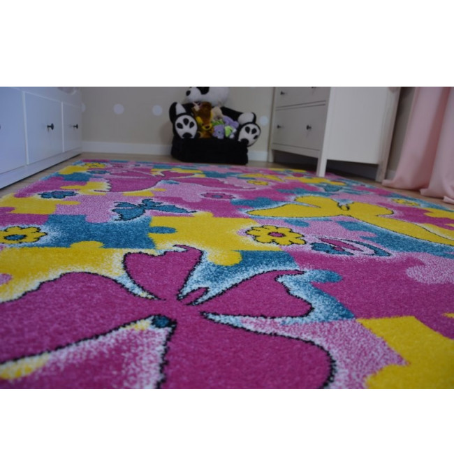 Detský koberec Kids Motýle ružový C429