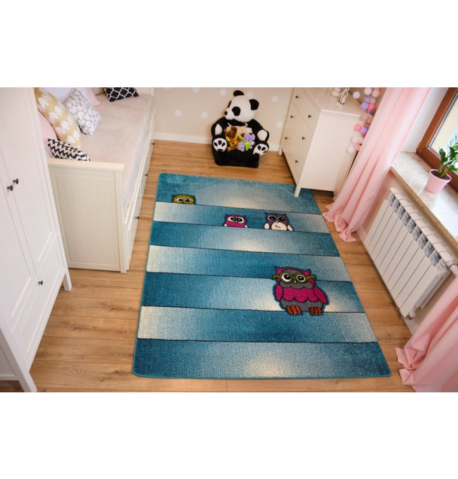 Dětský koberec Kids Sovy modrý C412
