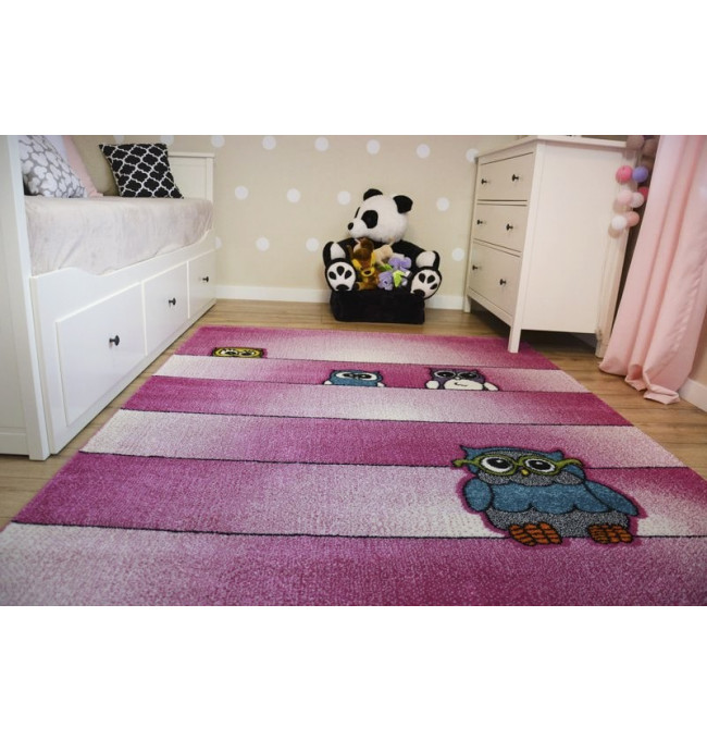 Dětský koberec Kids Sovy růžový C412
