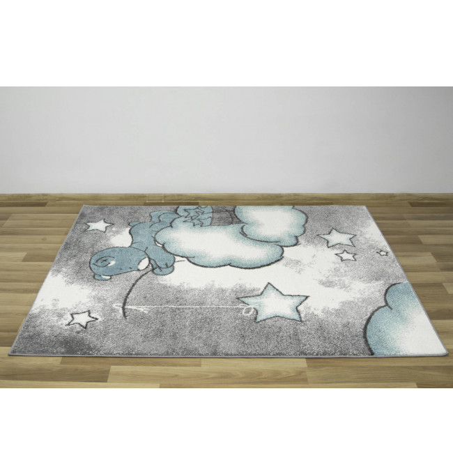 Dětský koberec Lima 1295A krém/modrý Medvídek, oblaka a hvězdy
