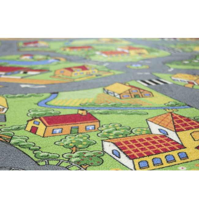 Dětský koberec Little Village, Městečko s uličkami, zelený