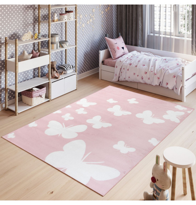 Detský koberec PINKY T629A Butterfly ružový