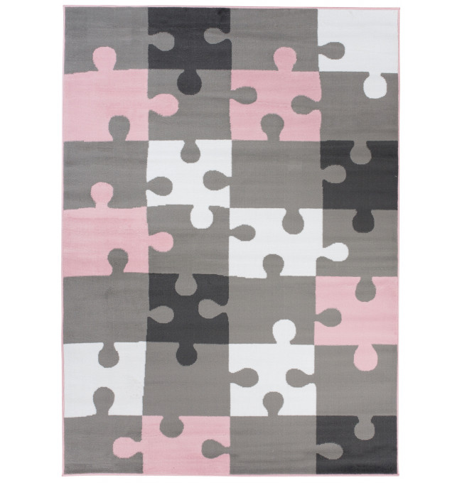Dětský koberec PINKY Z414C Puzzle šedý, růžový