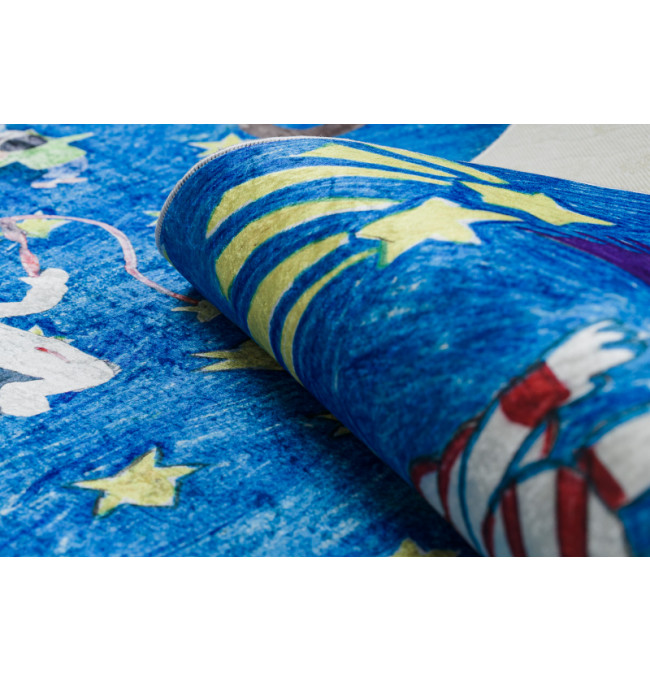 Dětský koberec protiskluzový BAMBINO 2265 Kosmos, raketa modrý