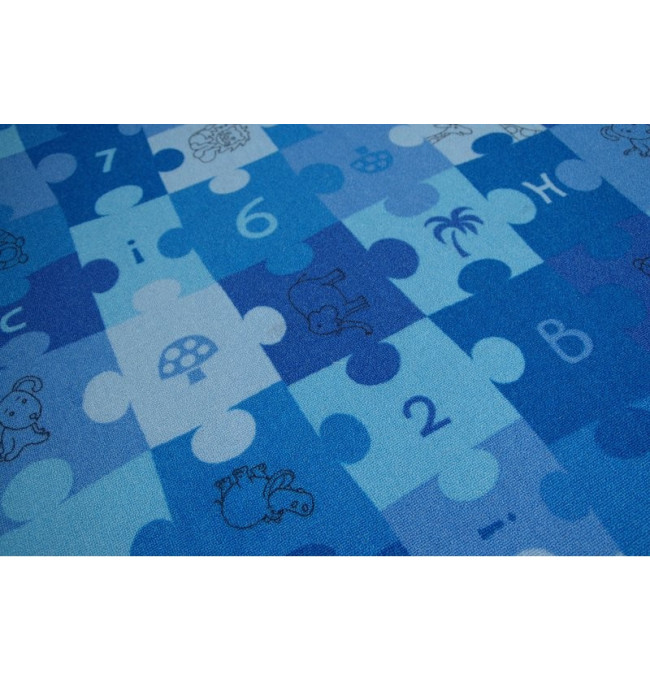 Dětský  koberec PUZZLE modrý kruh