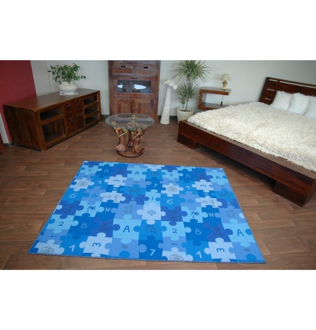Detský koberec PUZZLE modrý