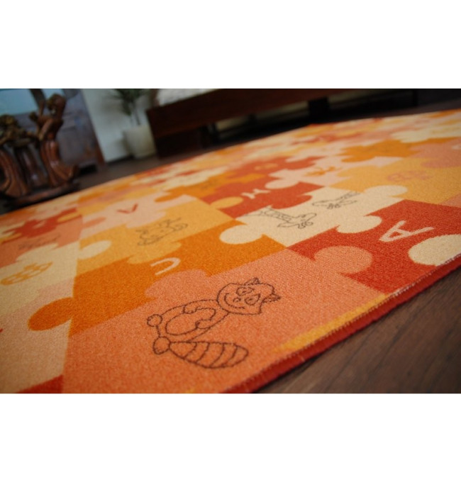 Detský koberec PUZZLE oranžový - Výpredaj