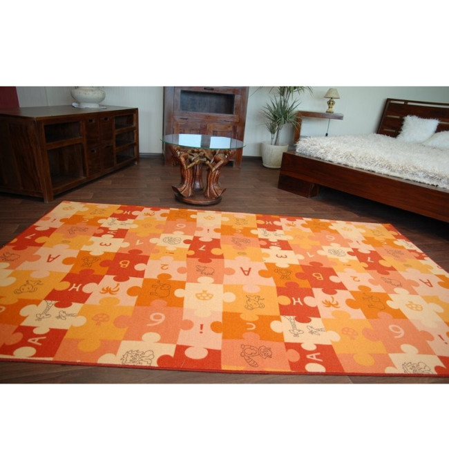 Dětský koberec PUZZLE oranžový - Výprodej