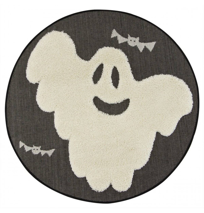 Detský koberec Shaggy Smile 15542/969 halloween, čierny / krémový