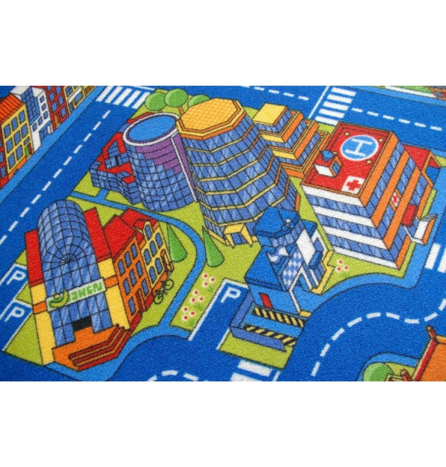 Dětský metrážový koberec Big City modrý