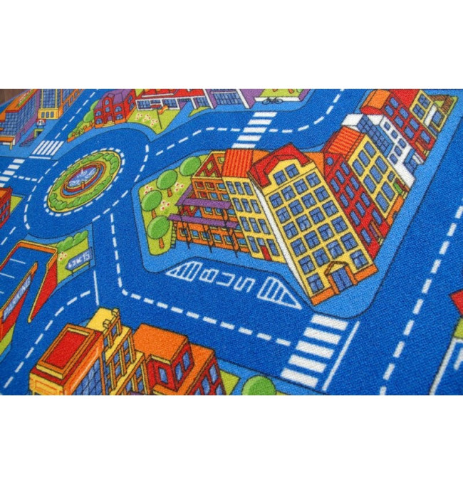 Dětský metrážový koberec Big City modrý
