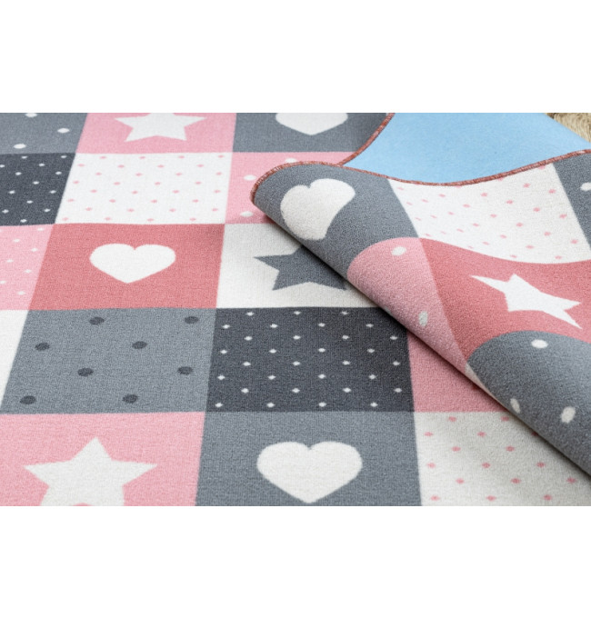 Dětský metrážový koberec STARS, ružový/ sivý