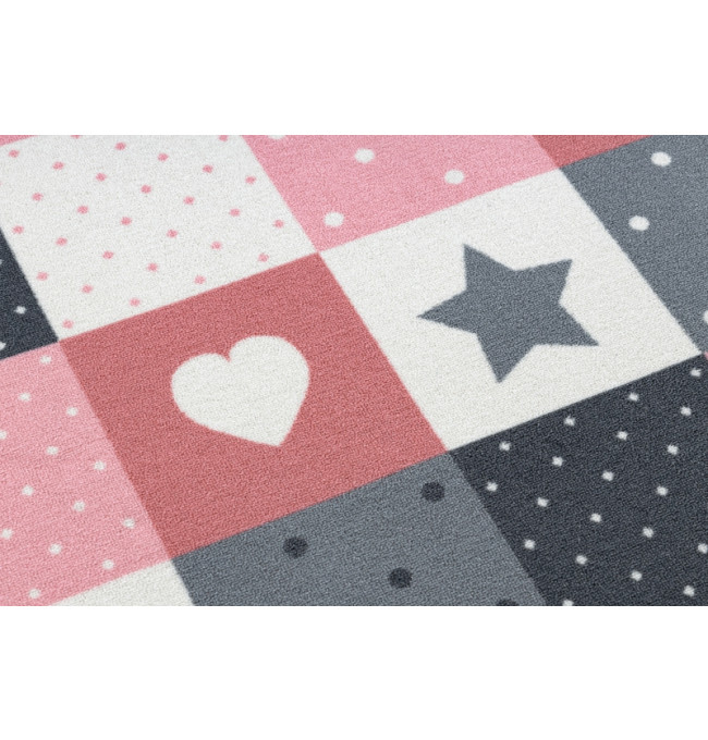 Detský metrážny koberec STARS, ružový/ sivý