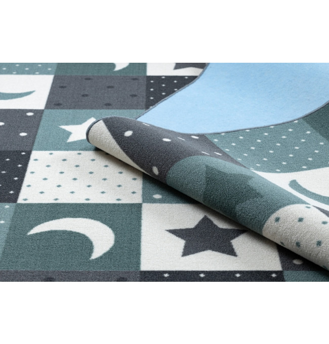 Dětský metrážový koberec STARS tyrkus / šedý