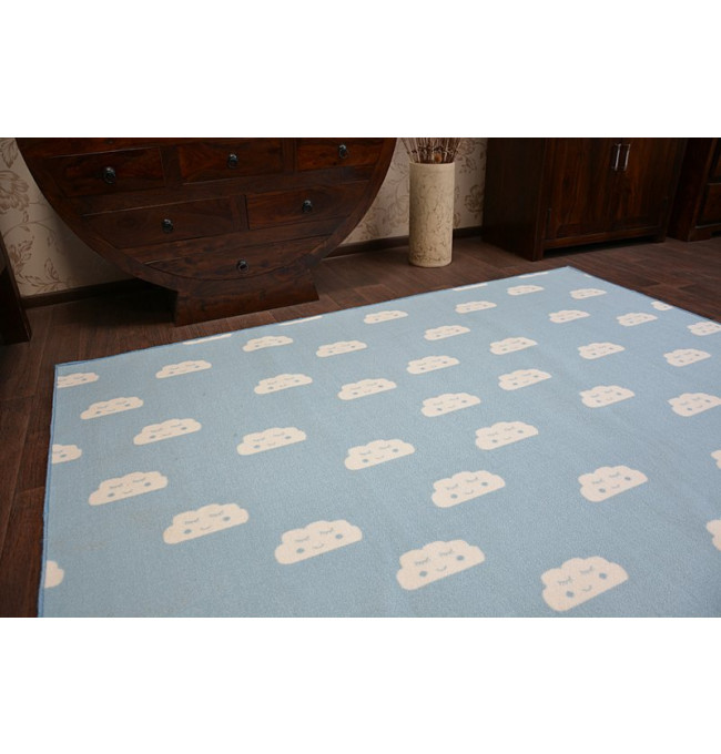 Detský protišmykový koberec CLOUDS modrý