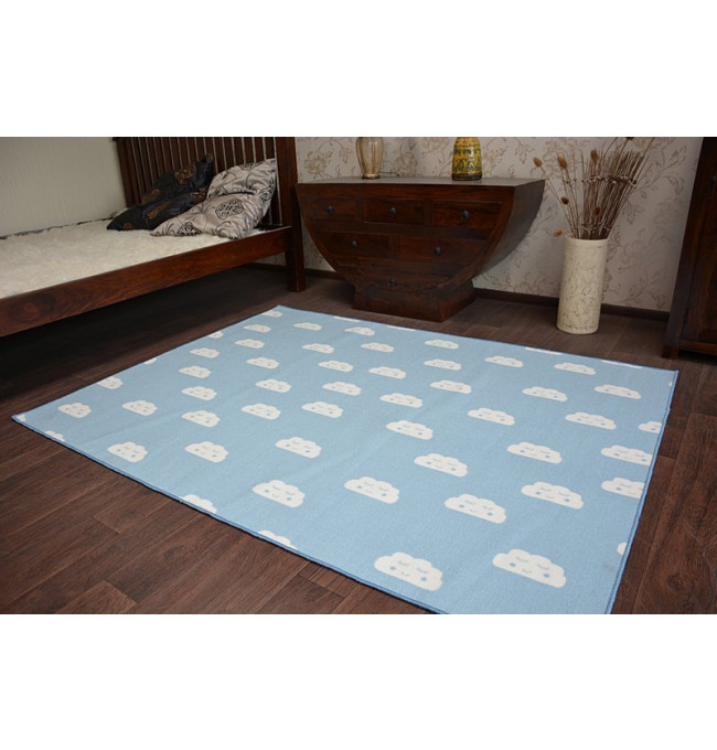 Detský protišmykový koberec CLOUDS modrý