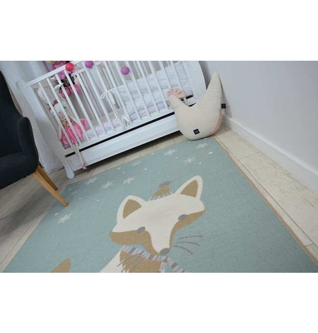 Detský protišmykový koberec LOKO Líška zelený