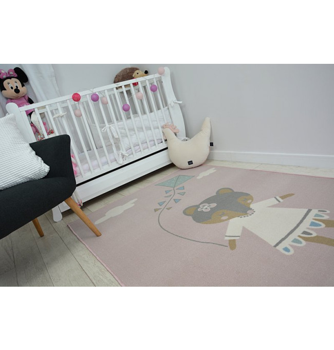 Dětský protiskluzový koberec LOKO Myška růžový