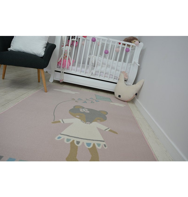 Dětský protiskluzový koberec LOKO Myška růžový