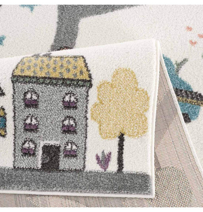 Dětský koberec Město Anime 9376 krém - Výprodej (zrcadlový vzor)