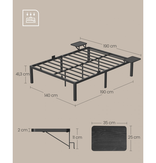 Kovová manželská posteľ 140 cm RMB093B01