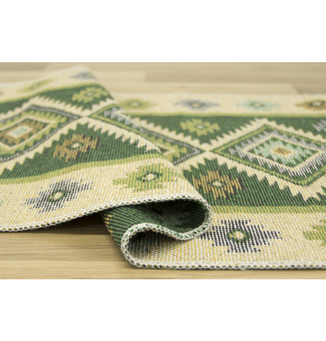 Oboustranný koberec / běhoun Kilim romby zelený