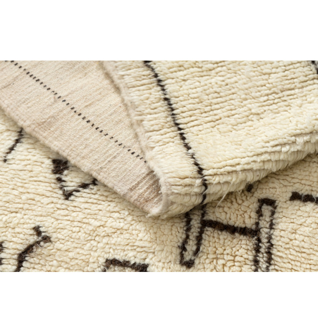 Ručně tkaný vlněný koberec BERBER BJ1147 Boujaad berber Boho, béžový / černý