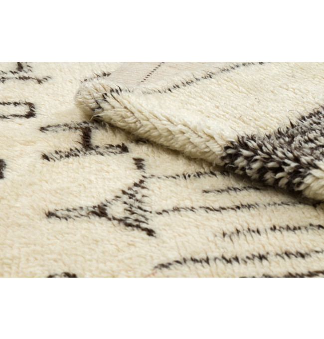 Ručne tkaný vlnený koberec BERBER BJ1147 Boujaad berber Boho, béžový / čierny