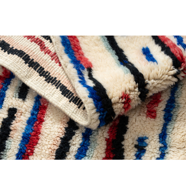 Ručne tkaný vlnený koberec BERBER MR2139 Beni Mrirt berber línie, béžový / červený