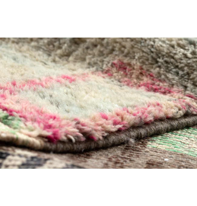Ručne tkaný vlnený koberec BERBER MR4296 Beni Mrirt berber abstraktný, zelený / oranžový