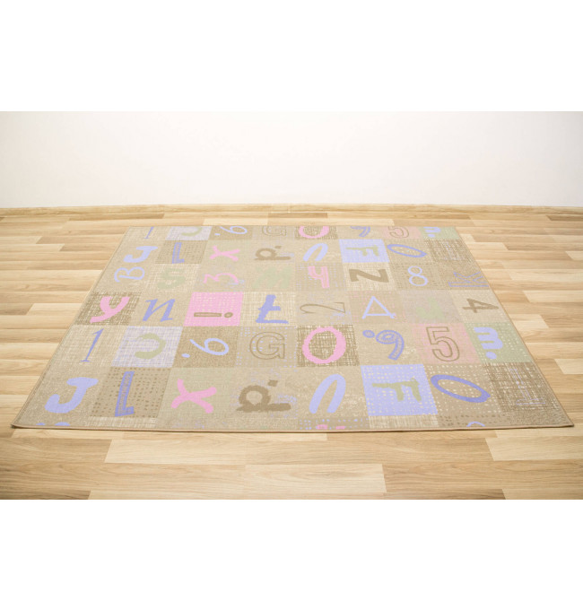 Detský koberec Blackboard - béžový / ružový