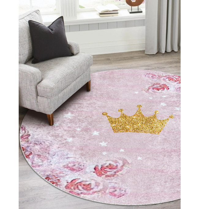 Dětský koberec JUNIOR 51549.802 koruna, kruh - růžový