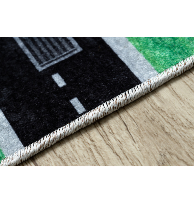 Detský koberec JUNIOR 52052.802 mesto / uličky, zelený / čierny 