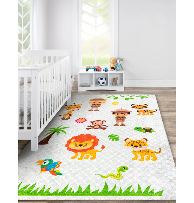 Detský koberec JUNIOR 52104.801 Safari / zvieratká, sivý 