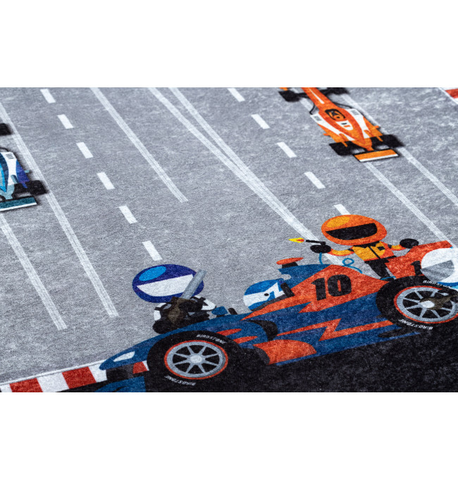 Detský koberec JUNIOR 52108.801 pretekár / Formula 1, sivý 