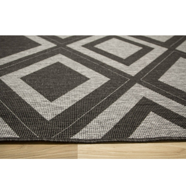 Šnúrkový obojstranný koberec Brussels 205386/11010 antracitový / sivý